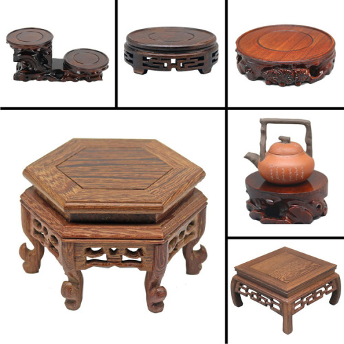 Solid Wood Teapot Base Stand, Tea Set Shelf Teapot Stand Round Tea Cozy Paddle Tea Ceremony Tea Set Heat Insulation Zisha Intention Race