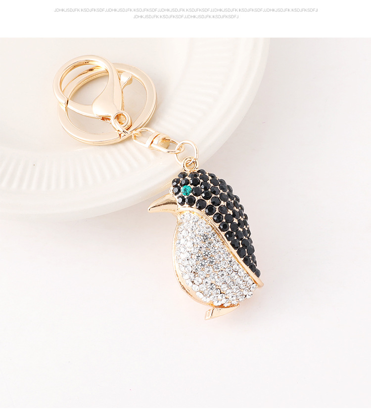 Cartoon Penguin Car Keychain Diamond Studded Bag Accessory Gift_voghion.com