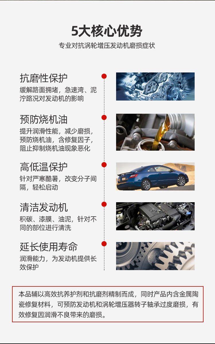 Turbocharged Engine Protection Agent, Oil Burning Essence Additive, Anti-High Temperature, Anti-Wear, Noise Reduction, Repair and Cleaning Agent