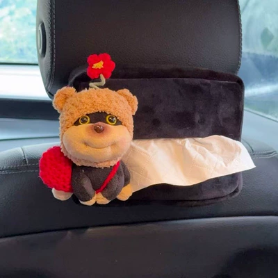 Bee Dog Tissue Box, Car tissue box/set - the-red-flower-hat-and-red-envelope-are-conspicuous-left-black-velvet-bag