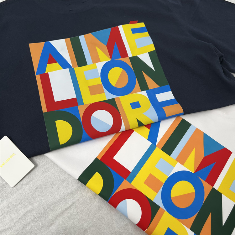 Aime Leon Dore Abstract Color Block Letter ALD T-shirt Trendy High Street Casual Short Sleeve_voghion.com