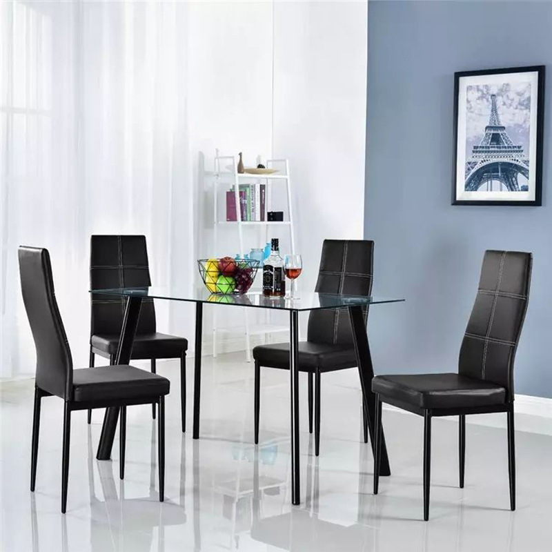 Mesa de comedor de vidrio largo de exportación transfronteriza sala de estar doméstica de 4 personas 6 personas mesa de comedor de vidrio templado rectangular de comercio exterior