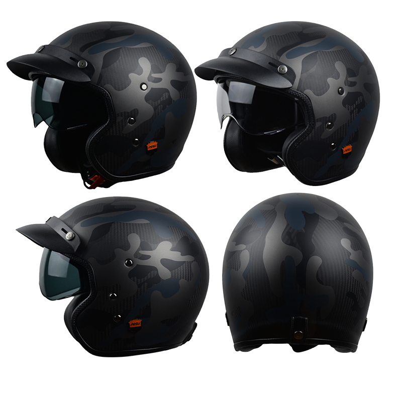 Carbon Fiber Retro Half Helmet Summer Motorcycle Helmet