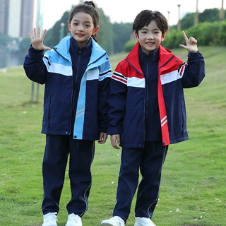 中小学生校服秋冬季冲锋衣校服可脱卸三合一高初中生班服加厚防寒