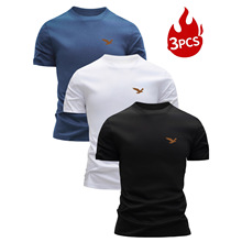 跨境外贸夏季健身运动休闲跑步训练短袖时尚t恤男组合工厂直销