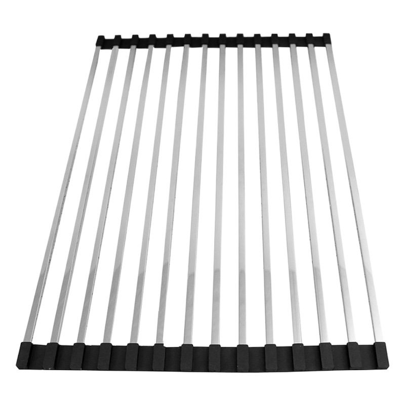 Square Tube Sink Foldable Drain Rack Dishes Drain Bowl Chopsticks Water Control Roller Shutter Rack 304 Stainless Steel Water Filter Rack