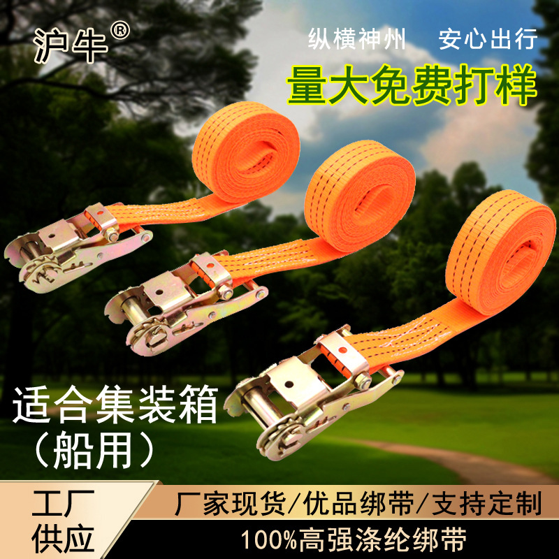 无钩汽车货物固定捆绑带船用物流包装集装箱双钩棘轮拉紧器