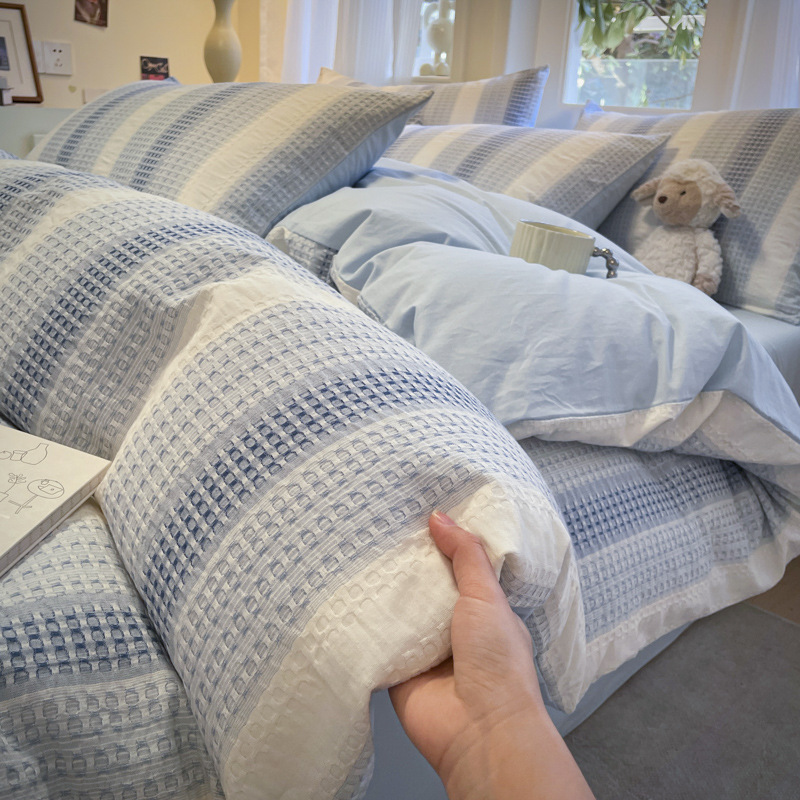 Category a Maternal and Infant Grade 100 Cotton Bed Four-Piece Set New High-End Pure Cotton Quilt Cover Bed Sheetss and Fitted Bed Sheetss Three-Piece Set