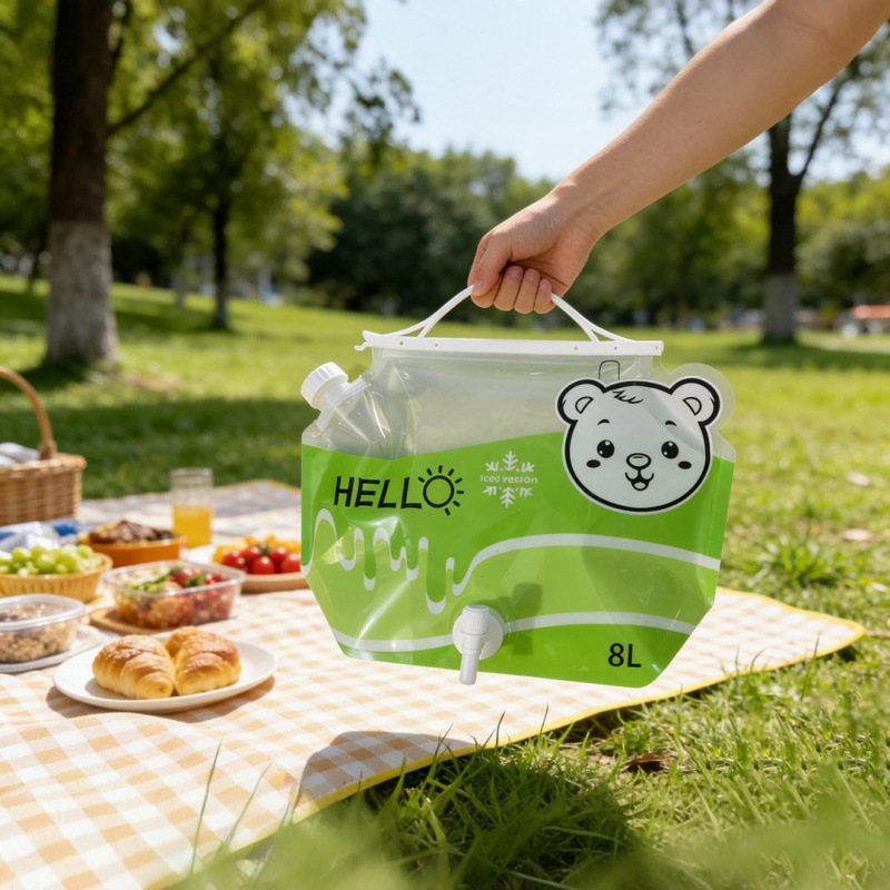 Portable foldable water bag for outdoor camping and picnics, water storage bucket with faucet, hand-held, durable for mountain climbing and travel