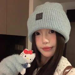 秋冬针织帽女加厚保暖显脸小大头围毛线帽护耳帽韩版百搭包头冷帽