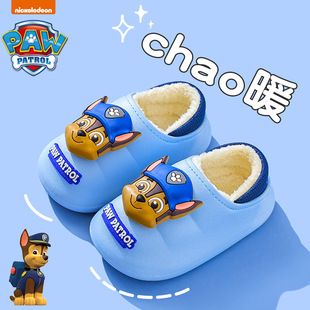 Wang Wang team winter children's bag heel cotton shoes boys warm fleece-lined waterproof home baby girl cotton slippers