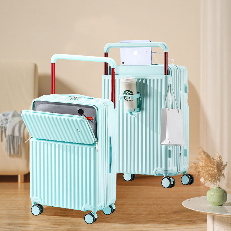 2025 marco de aluminio para equipaje, apertura frontal, caja de contraseña de varilla de tracción multifuncional de gran capacidad, rueda silenciosa para estudiantes, rueda amortiguadora