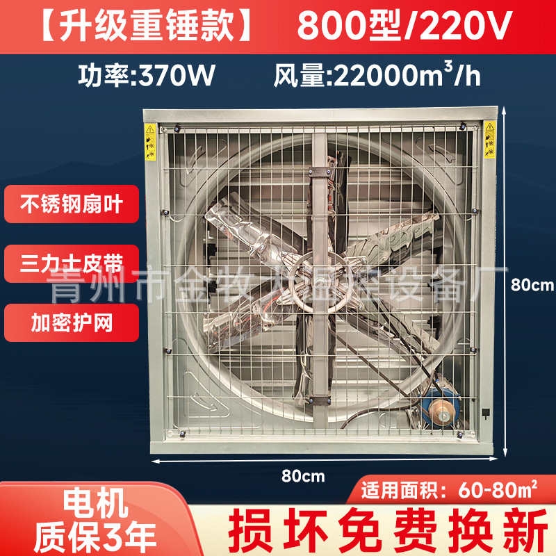 负压重锤风机强风力工业镀锌钢板风机通风降温排气扇养殖车间静音