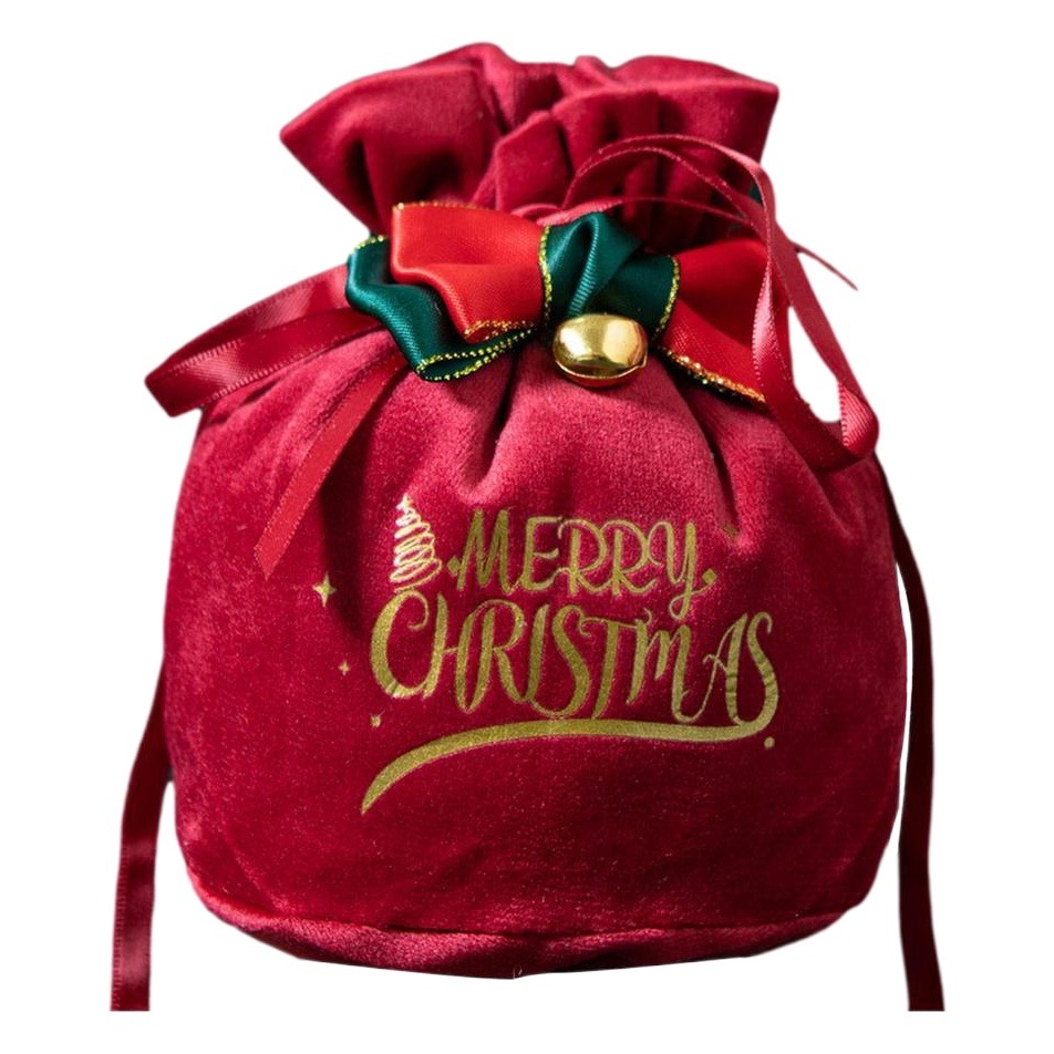 Bolsa de regalo para niños de Navidad creativa Bolsa de terciopelo de manzana de Navidad Bolsa de dulces de Navidad caja de franela bolsa de cordón