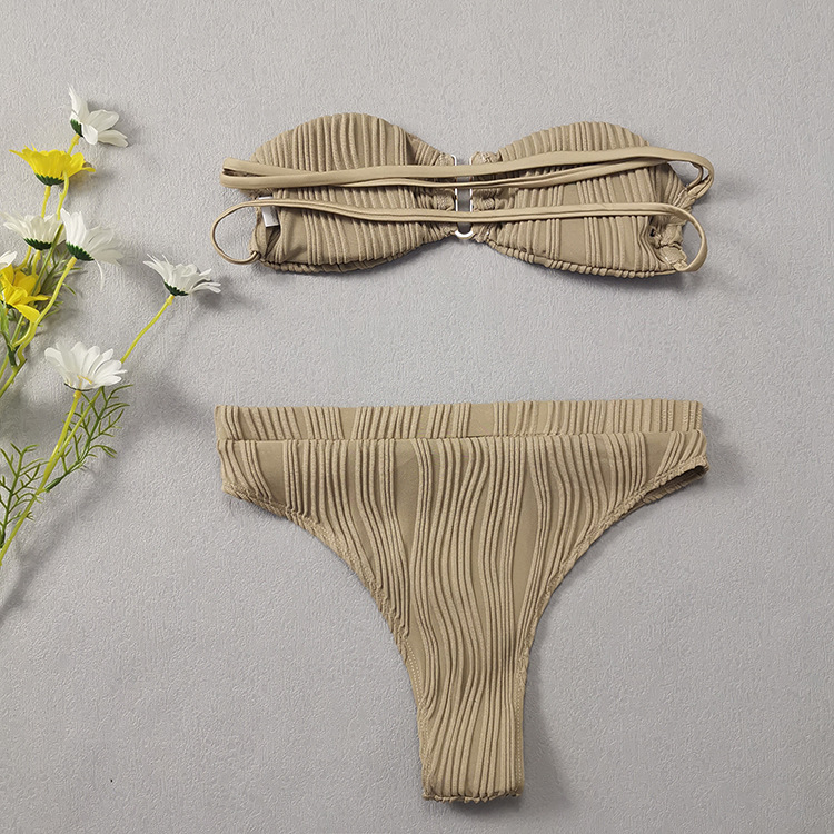 Womenu0027S Stripe Solid Color Polyester Bikinis 2 Piece Set