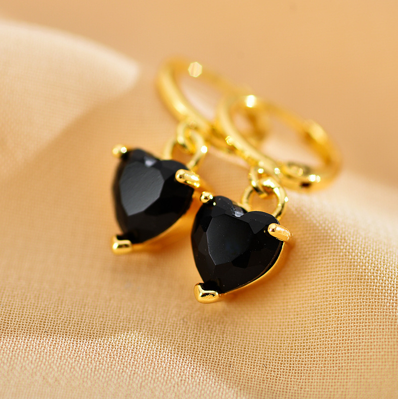 1 Pair Sweet Heart Shape Copper Inlay Zircon Drop Earrings display picture 2