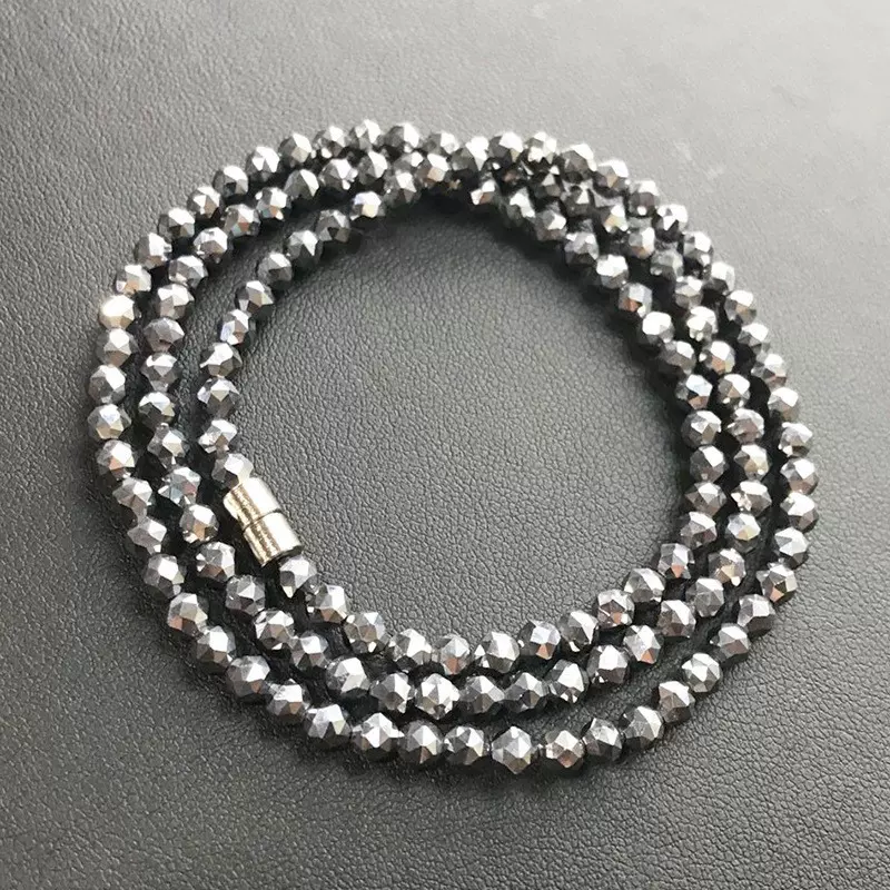 晶尧 融冰的布灵灵钛赫兹钻石切面太硅石磁铁扣多圈手链太赫兹