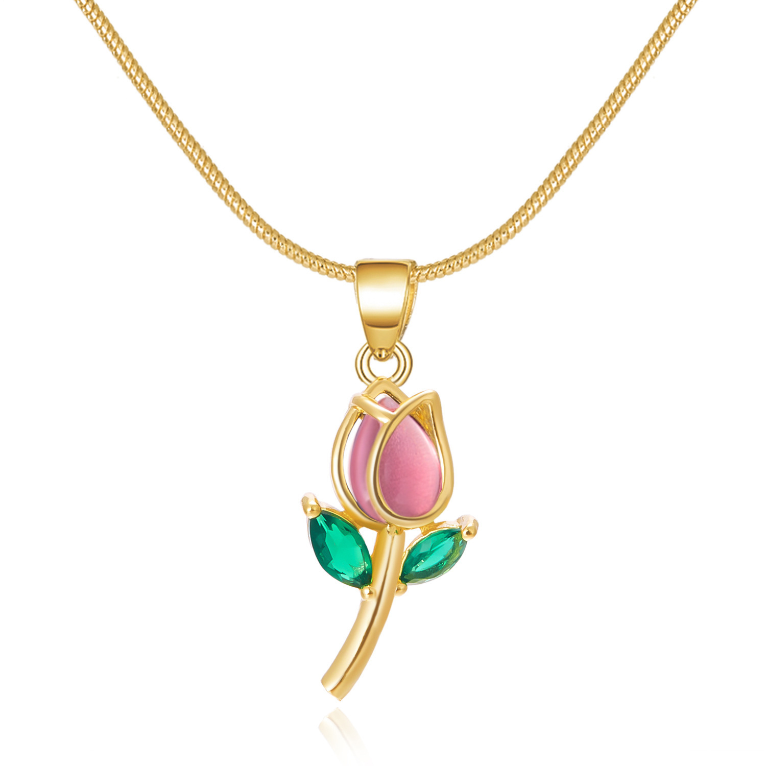 Sweet Tulip Copper Plating Inlay Rhinestones Pendant Necklace display picture 5