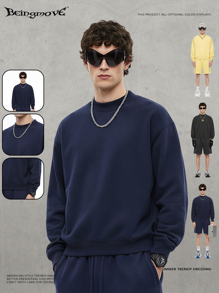 Calle secada| Otoño y invierno estadounidenses con camisa con capuzas sueltas de manga larga, pantalones cortos casuales, pantalones cortos, hombres