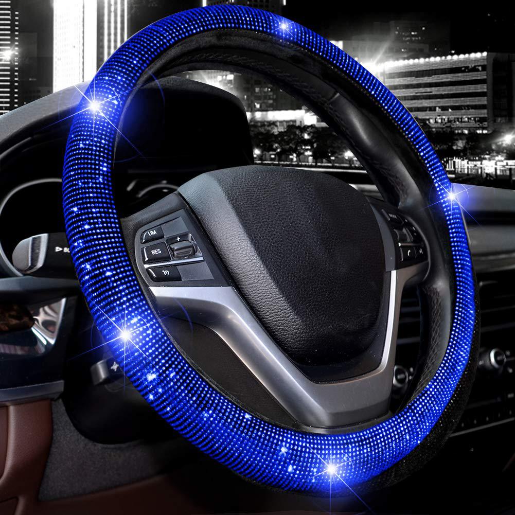 Source Factory Cross-Border Car Diamond-Studded Steering Wheel Cover with Inner Ring, Full Rhinestone Car Interior Handle Cover