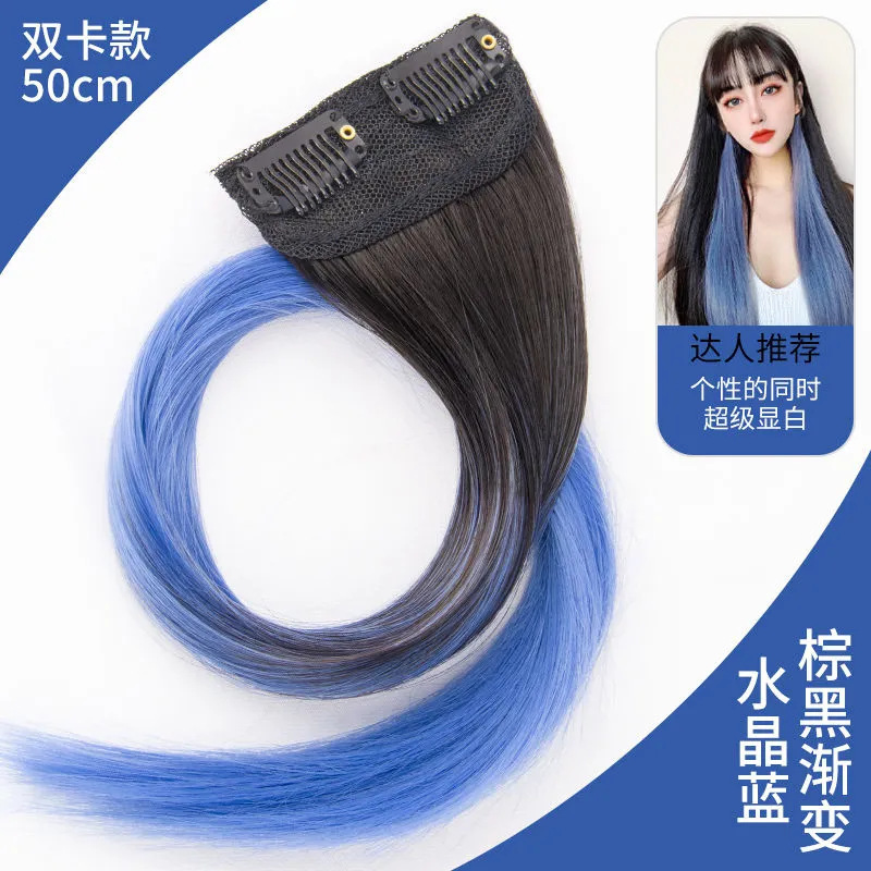 Gradiente orejas colgantes pelucón mujer verano pinch pelucón de color cabello largo extensión de cabello falso cabello colgante teñido pelucón