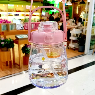 简约大肚杯塑料杯多功能带支架儿童水杯学生可爱高颜值吸管杯水杯