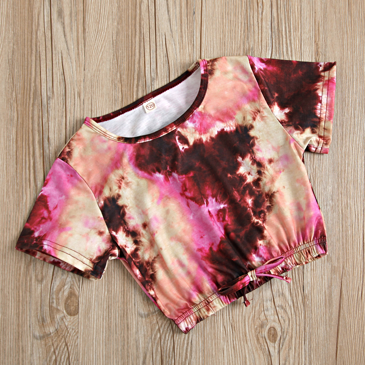 Kinder Tie-dye Rundhals Kurzarm Oberteil Und Rippshorts Set_voghion.com