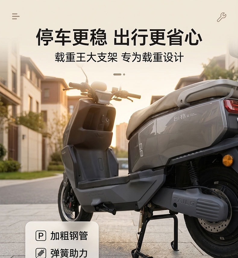 Heavy-duty large kickstand for electric vehicles, thickened double support center stand