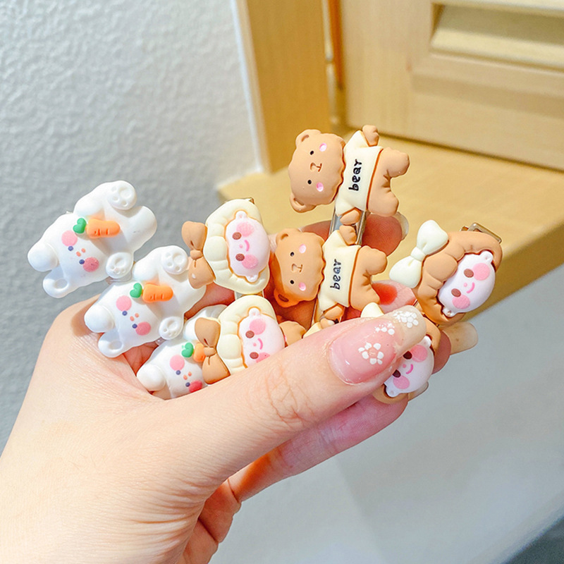 Lindo pequeño conejo blanco clip de horquilla celebridad en línea 2021 nuevo headwear hembra oso flequillo lateral clip horquilla