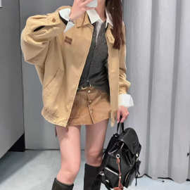 跨境 明星同款M系翻领字母宽松夹克外套时尚单品男女潮流男式夹克