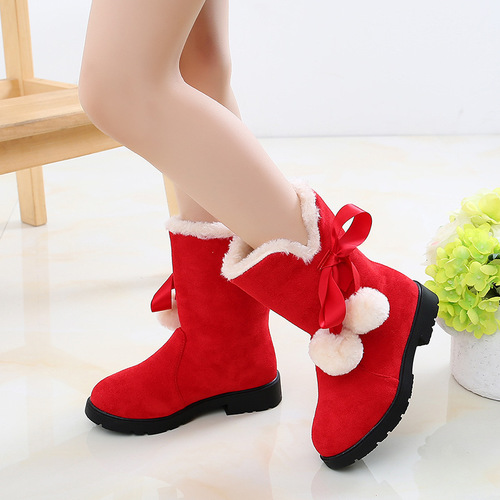 Children's Snow Boots for Girls, New Winter Boots with Fleece Lining for Big Kids, Baby Princess Short Boots for Girls, Cotton Shoes