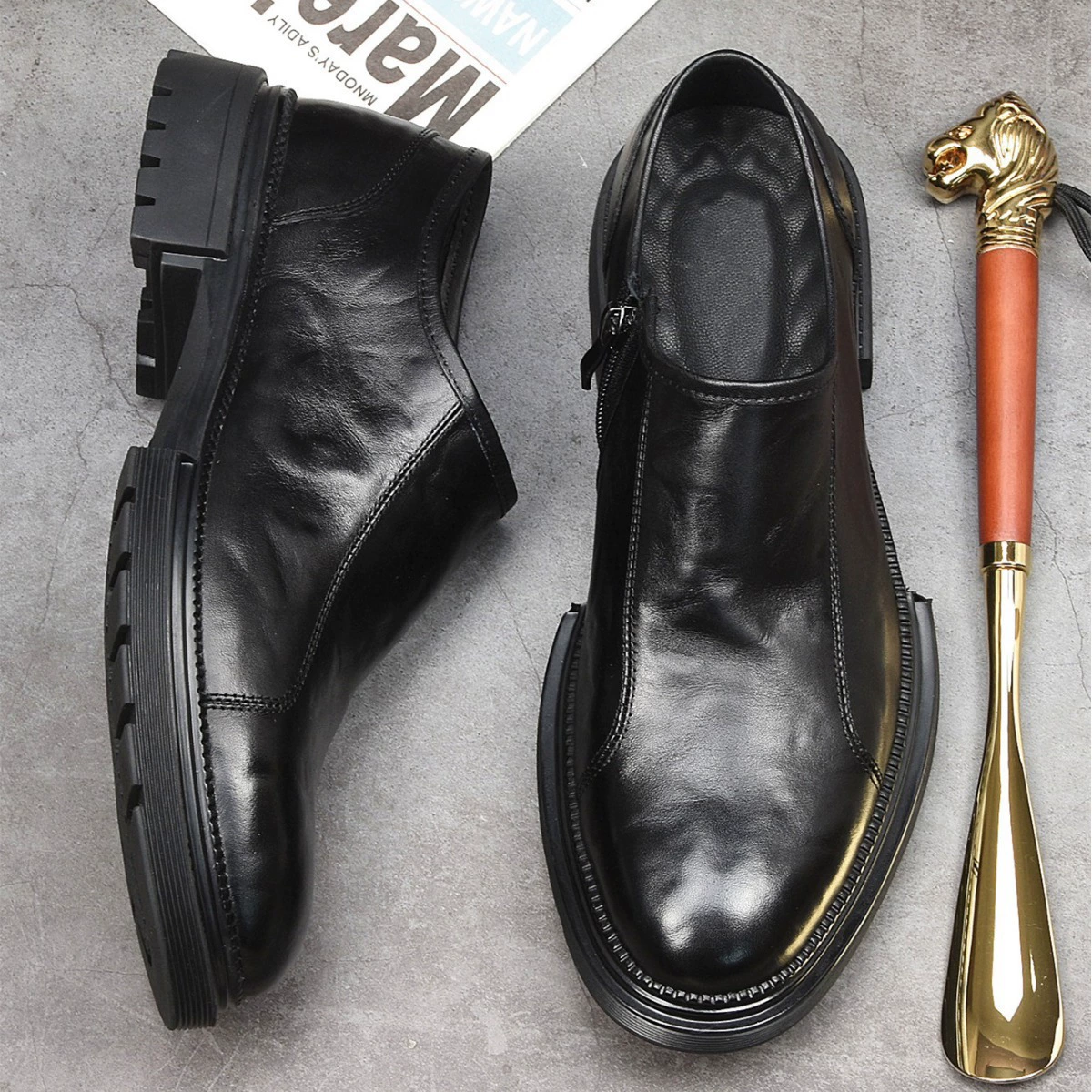 Повседневная кожаная обувь мужская кожаная мягкая подошва деловая обувь мужская обувь новая мода дикая британская молодежная кожаная обувь