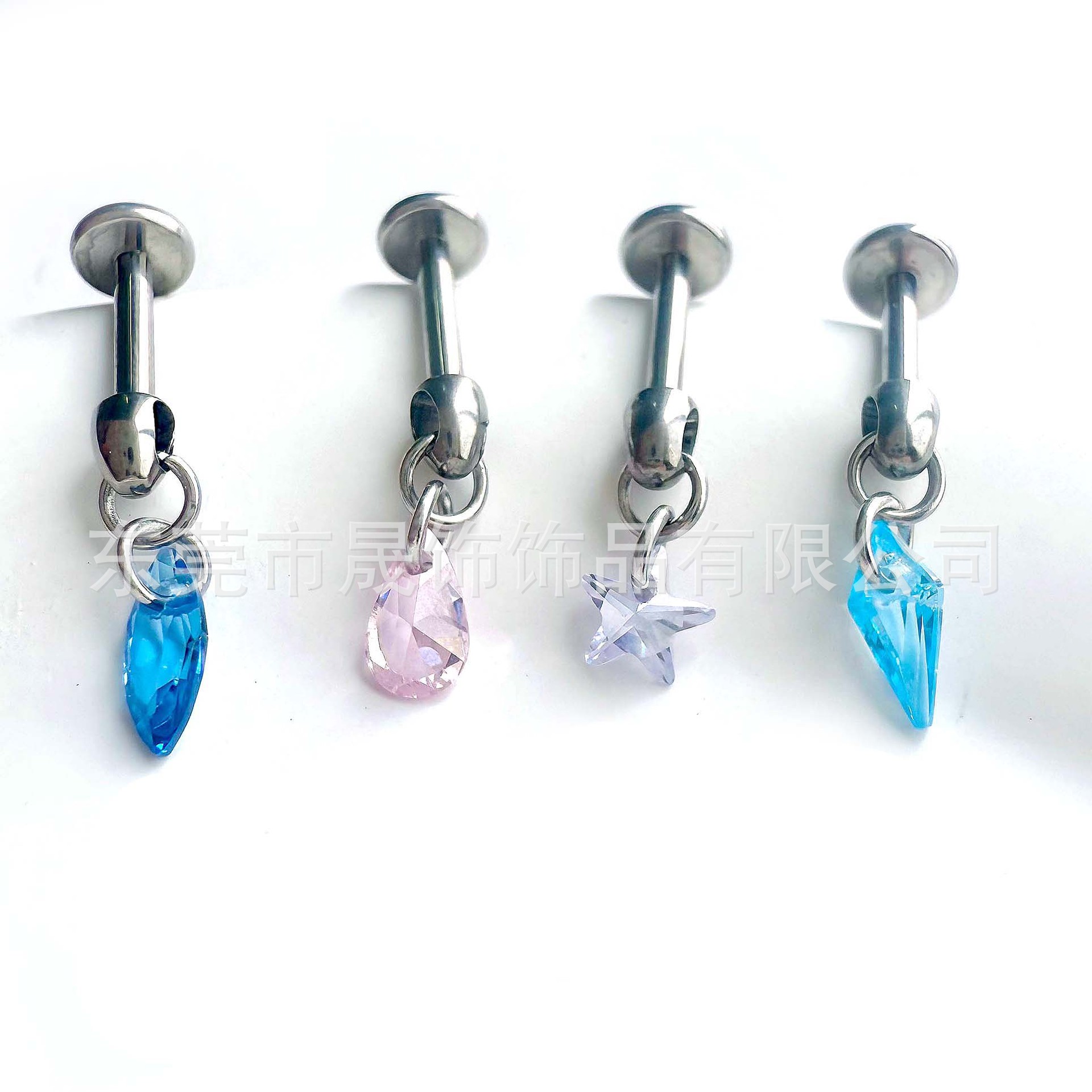 F136 Titanium Alloy 打孔五角 Star Pendant 子弹头 Internal Thread Helix Cartilage Stud Tragus 钉 Piercing Ear Stud 成品