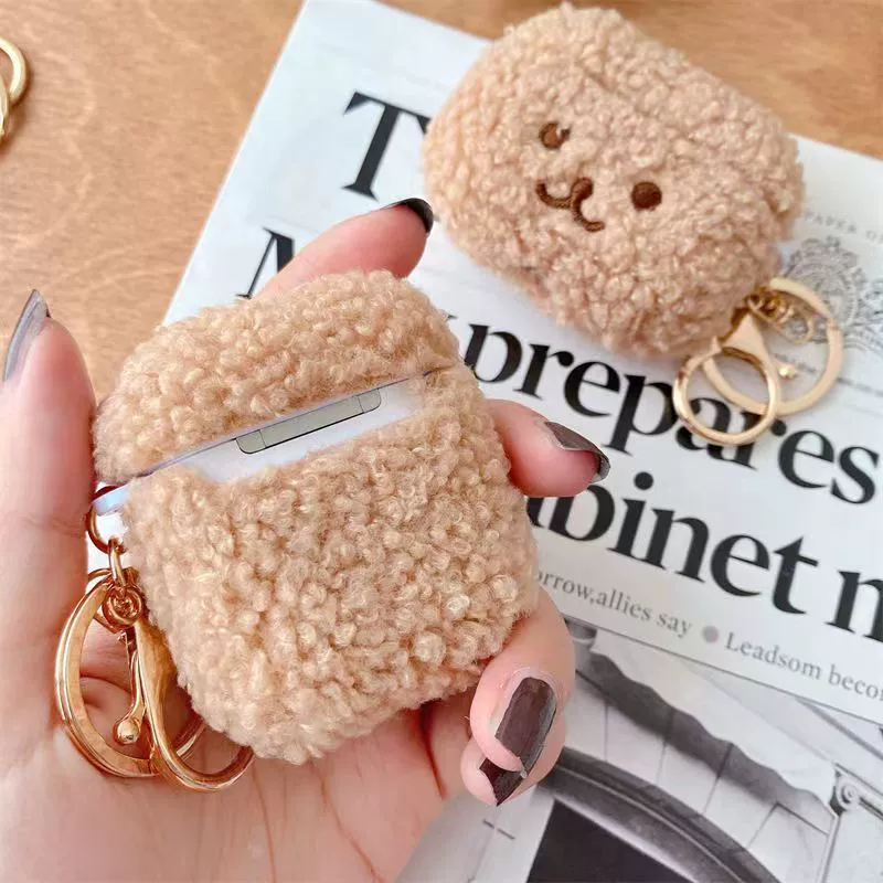Apple, compatible headphones, protective case with key, keychain, with little bears