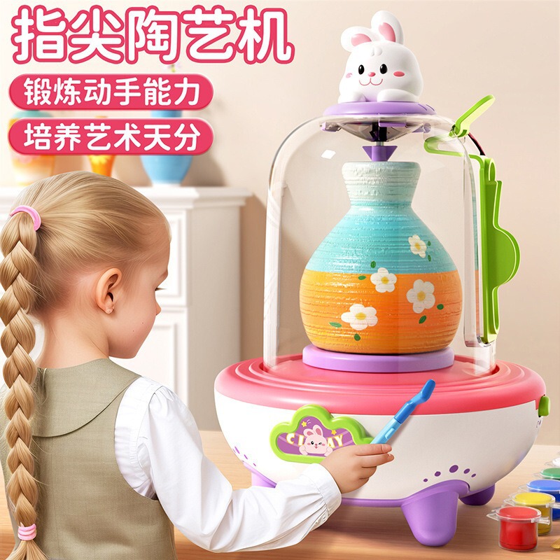 Soft Clay Kidsren's Electric Pottery Machine Primary School Students Special Clay Tools Set Handmade DIY Toys