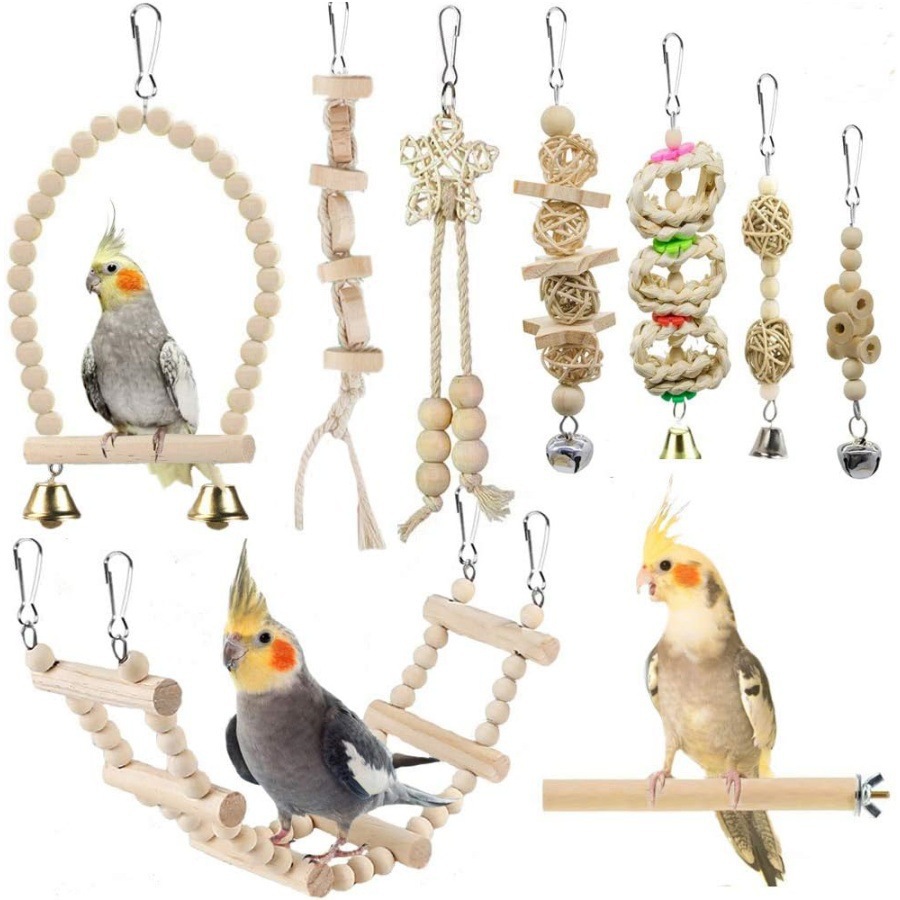 Juegos de juguetes de pájaros explosivos transfronterizos de artículos de pájaros roer y tirar juguetes de pájaros para aliviar el aburrimiento escaleras columnas juguetes de loros image 11