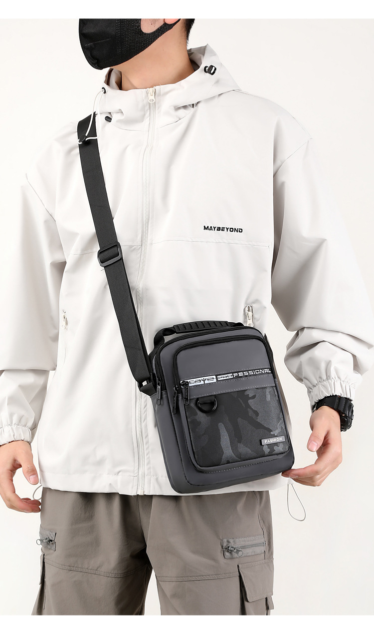 2024 New trendy men's bag, waterproof Oxford fabric single-shoulder crossbody backpack, men's vertical multi-functional casual messenger bag undefined