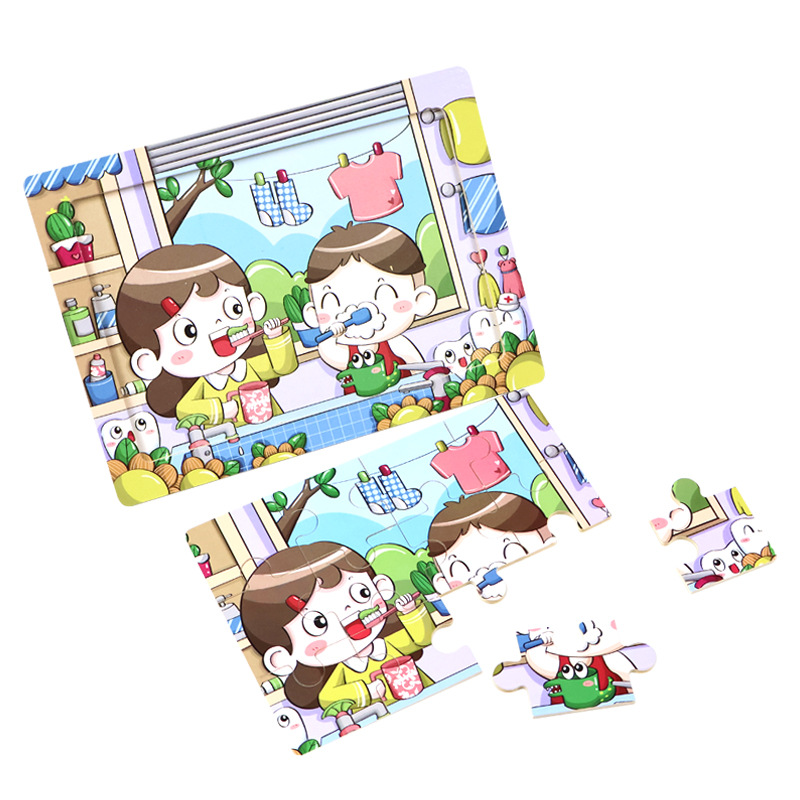 12 piezas de puzzle de madera para niños, niños, niñas y niños, puzzle cognitivo infantil, juguetes de desarrollo intelectual de educación temprana