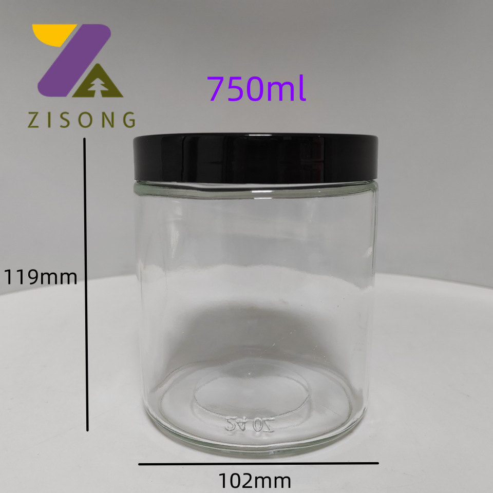750ml花茶罐24OZ茶叶罐玻璃瓶大麻花瓶 直边罐子直径102mm高116mm