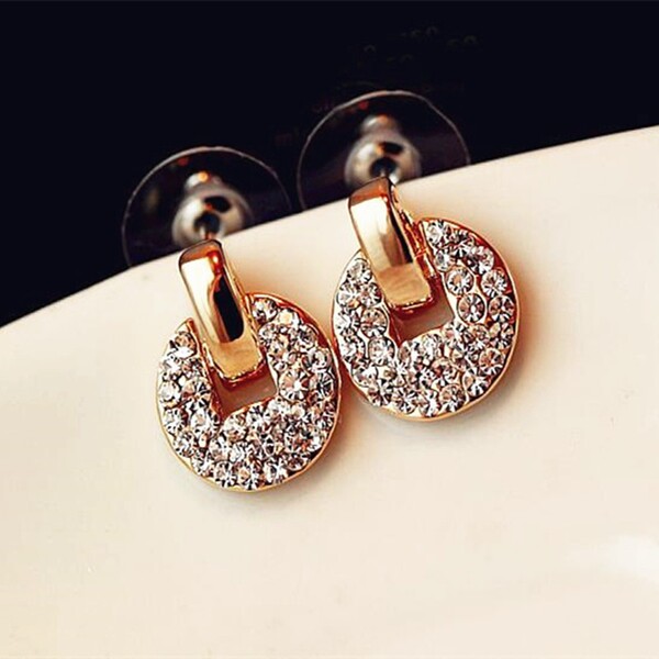 copper geometric retro fashionable elegant earrings