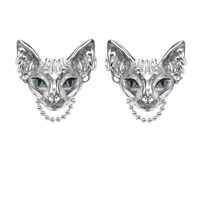 Dark Cat Ear Stud Earrings For Women Minimalist Unique Design_voghion.com
