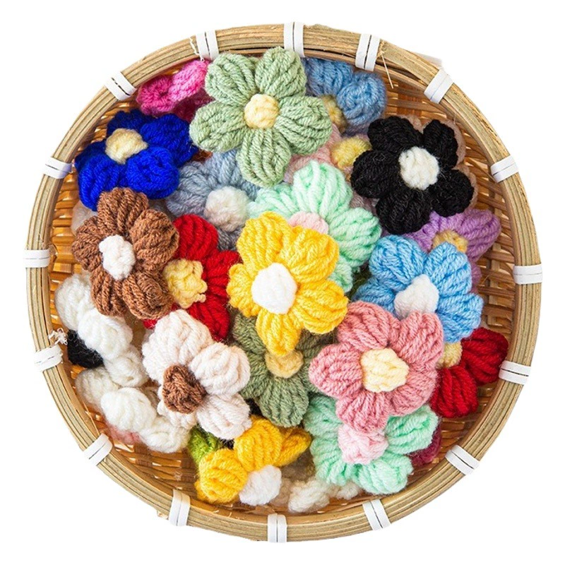 Пятно ручной работы крючком слоеный цветок шерсть цветок аксессуары для одежды ювелирные изделия корсаж сумка искусственный цветочный букет аксессуары