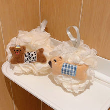 卡通腊肠狗沐浴球蕾丝边网花搓澡神器带挂绳柔软亲肤沐浴球起泡器