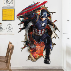 漫画子供部屋装飾ステッカー 3d マーベルウォールステッカーアベンジャーズキャプテンアメリカ男の子の寝室の壁紙ステッカー