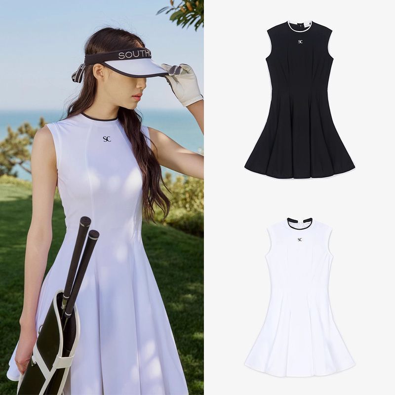 Women's Summer Outdoor Sports Slim Fashion Casual Dress Sleeveless Korean Golf 24 New Letter Label