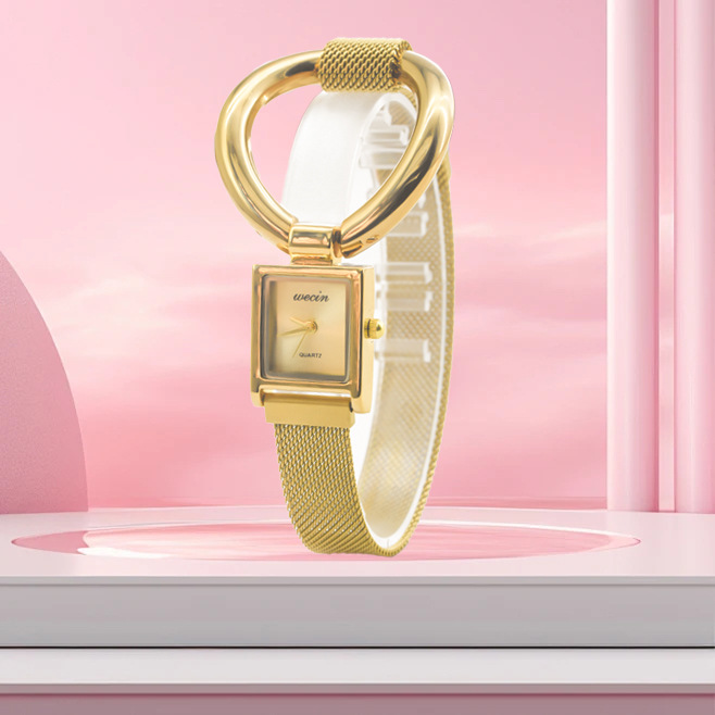 IEKE小方糖手表女款气质小金表简约轻奢通勤显白休闲女表厂家货源