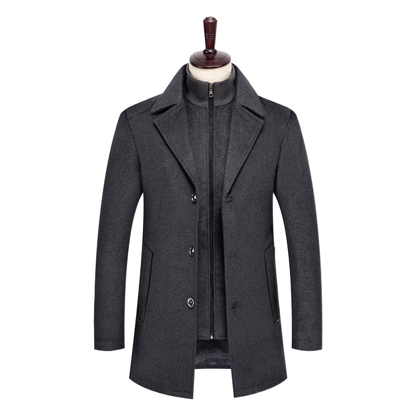 秋冬の新型ビジネス毛です。コート男性ファッション内丹真二枚のウールコート男性式クロスボーダーコート