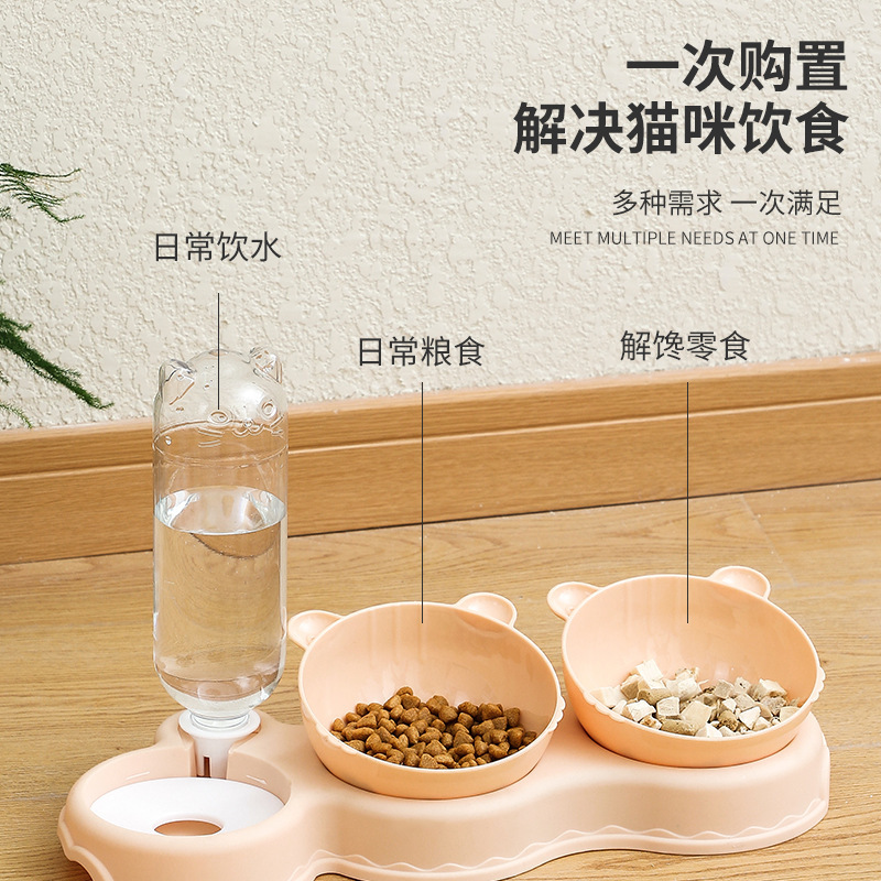 Tazón para mascotas al por mayor tazón de plástico para perros tazón doble tazón de agua potable automática antidetonante tazón de comida tazón de gato tazón de arroz para mascotas