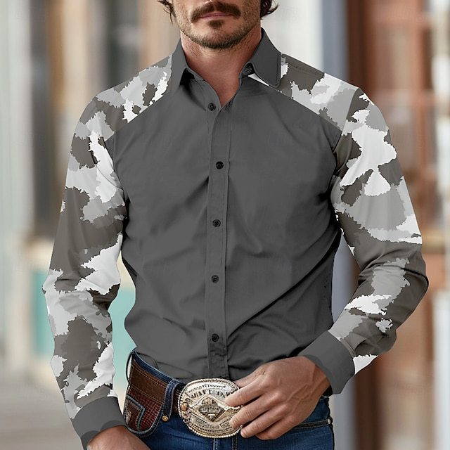 Ropa de mujer de comercio exterior de estilo europeo y americano 2025 nueva moda casual camuflaje de todo fósforo camisa de manga larga para hombre MB12