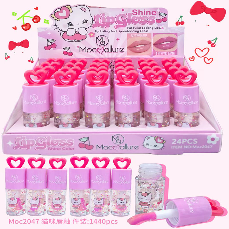 Mocoallure nuevo comercio exterior transfronterizo amor miel esmalte de labios hidratante e hidratante lindo brillo de labios de dibujos animados spot